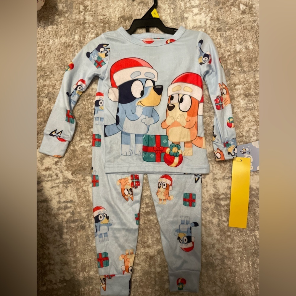 Christmas Kids Bluey Pajama Set - Light Blue size 3T-NWT